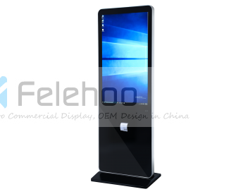 43Inch Interactive touchscreen kiosk with ticket printer floor standing