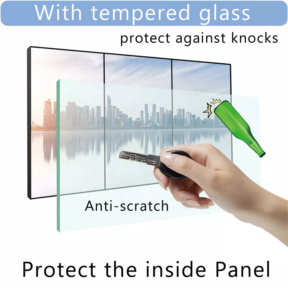 Ultra white explosion-proof tempered glass 4mm thickness lcd video wall mointors;